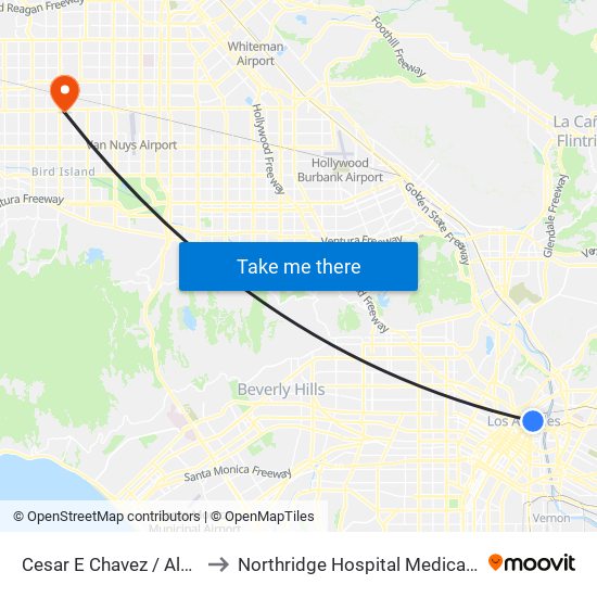 Cesar E Chavez / Alameda to Northridge Hospital Medical Center map
