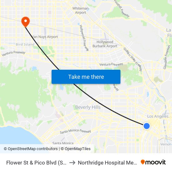 Flower St & Pico Blvd (Southbound) to Northridge Hospital Medical Center map