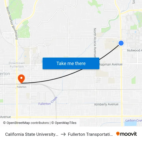 California State University - Fullerton to Fullerton Transportation Center map