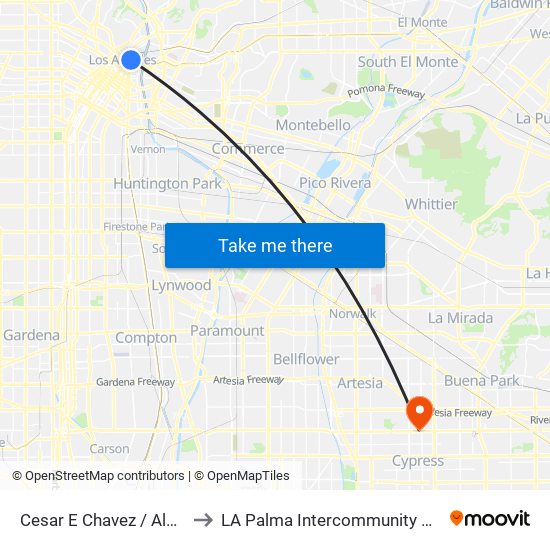 Cesar E Chavez / Alameda to LA Palma Intercommunity Hospital map