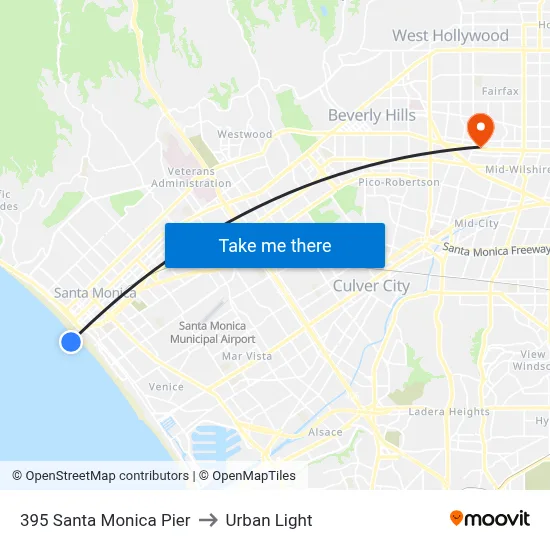 395 Santa Monica Pier to Urban Light map