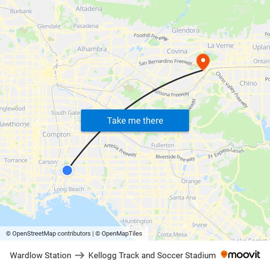 Wardlow Station to Kellogg Track and Soccer Stadium map