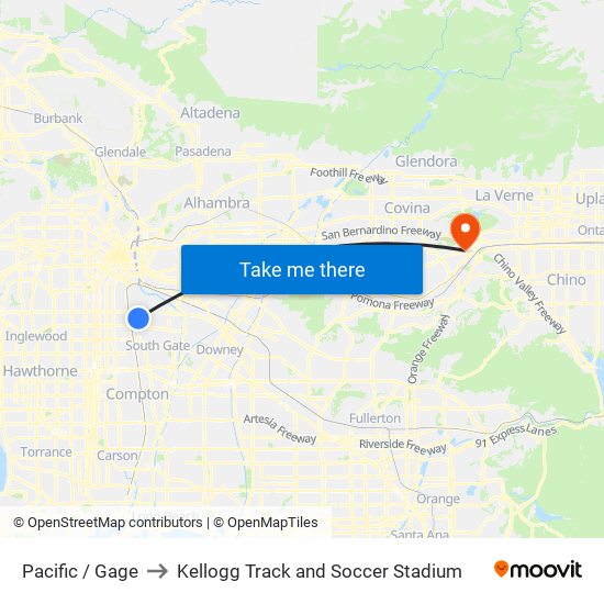 Pacific / Gage to Kellogg Track and Soccer Stadium map