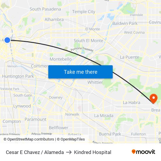 Cesar E Chavez / Alameda to Kindred Hospital map