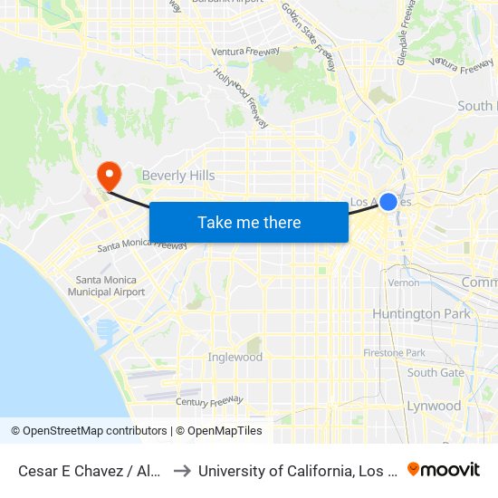 Cesar E Chavez / Alameda to University of California, Los Angeles map