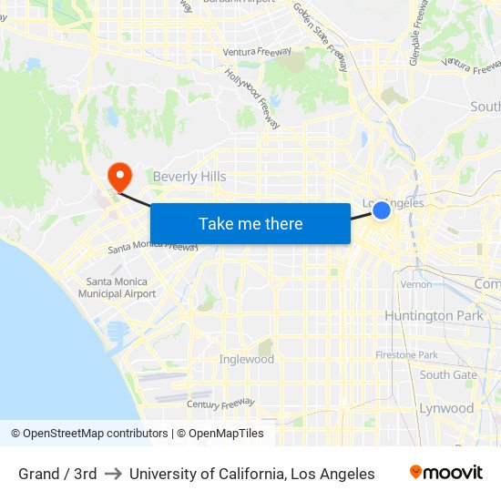 Grand / 3rd to University of California, Los Angeles map