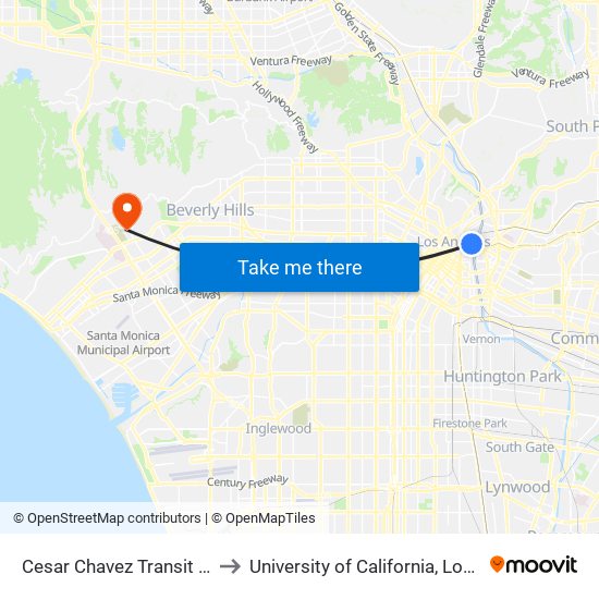 Cesar Chavez Transit Pavilion to University of California, Los Angeles map
