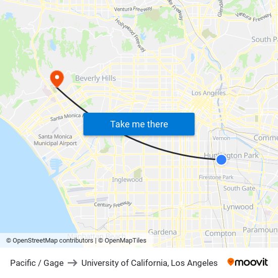 Pacific / Gage to University of California, Los Angeles map