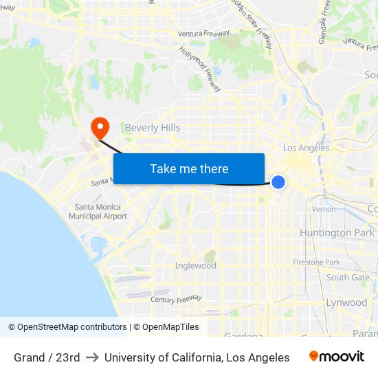 Grand / 23rd to University of California, Los Angeles map