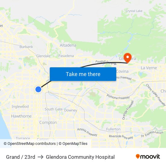 Grand / 23rd to Glendora Community Hospital map