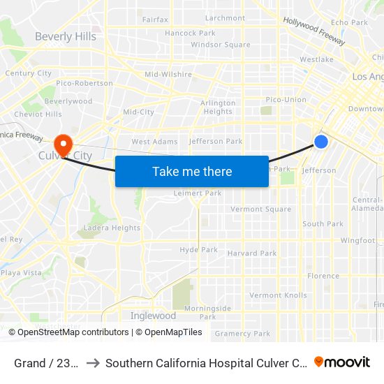 Grand / 23rd to Southern California Hospital Culver City map