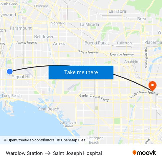 Wardlow Station to Saint Joseph Hospital map