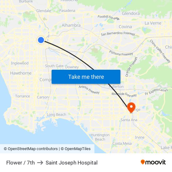 Flower / 7th to Saint Joseph Hospital map