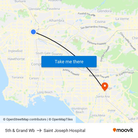 5th & Grand  Wb to Saint Joseph Hospital map