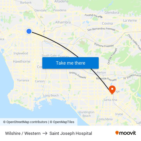 Wilshire / Western to Saint Joseph Hospital map