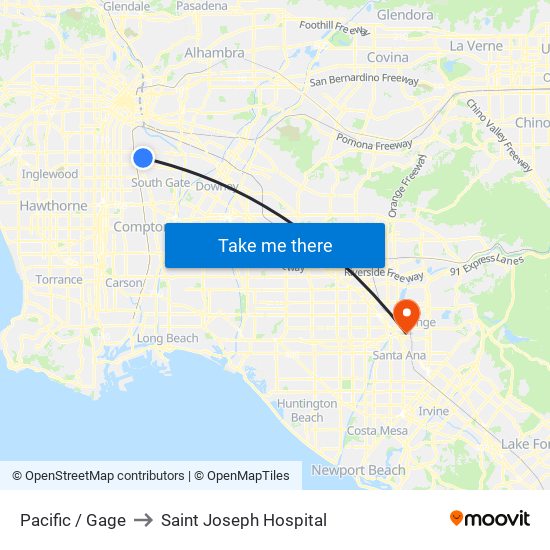 Pacific / Gage to Saint Joseph Hospital map