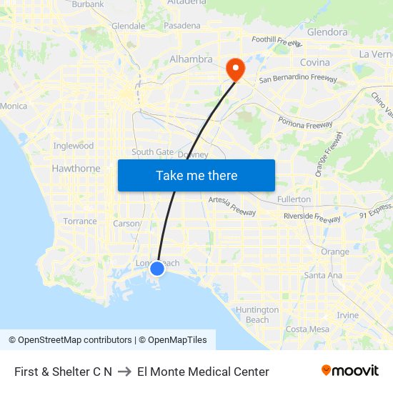 First & Shelter C N to El Monte Medical Center map