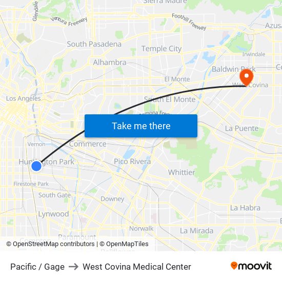 Pacific / Gage to West Covina Medical Center map