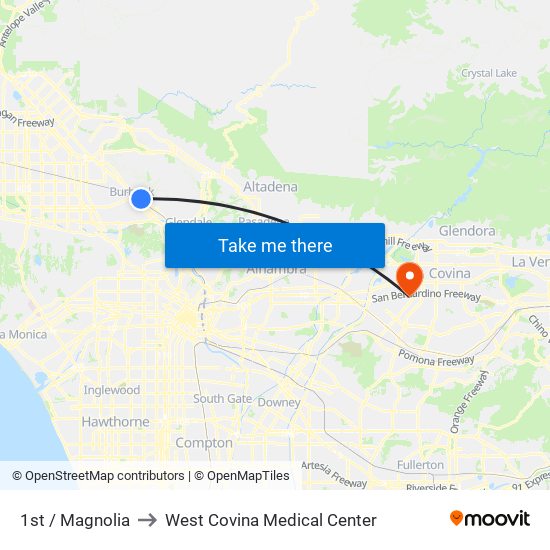 1st / Magnolia to West Covina Medical Center map