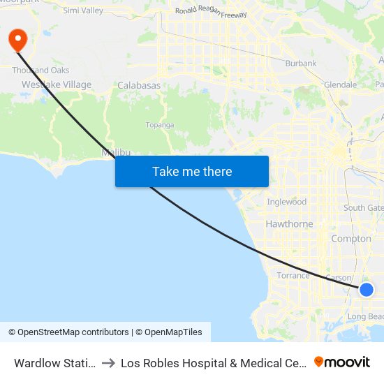 Wardlow Station to Los Robles Hospital & Medical Center map