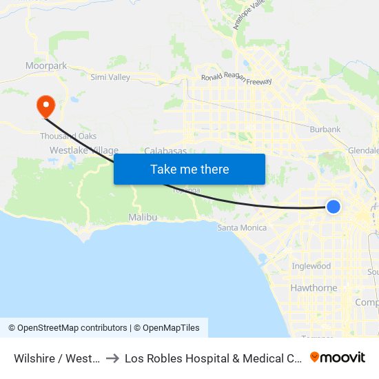 Wilshire / Western to Los Robles Hospital & Medical Center map