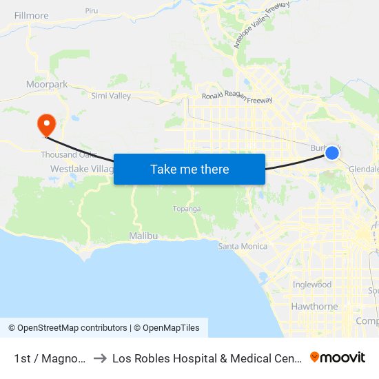 1st / Magnolia to Los Robles Hospital & Medical Center map
