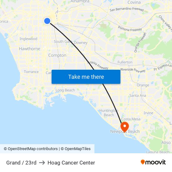 Grand / 23rd to Hoag Cancer Center map