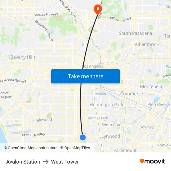 Avalon Station to West Tower map