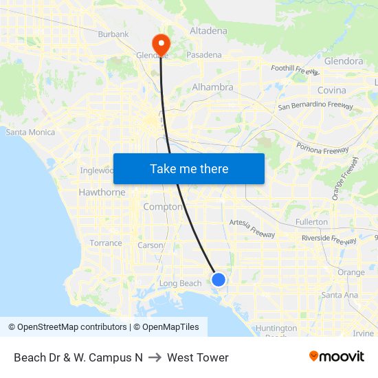 Beach Dr & W. Campus N to West Tower map