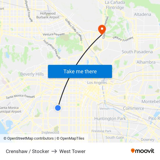 Crenshaw / Stocker to West Tower map