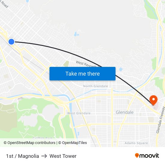1st / Magnolia to West Tower map