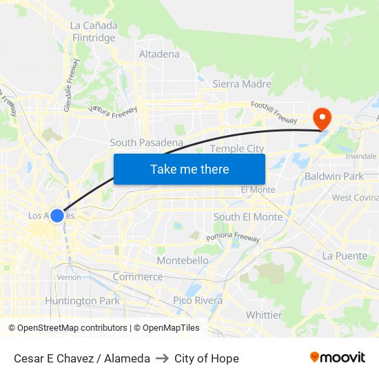 Cesar E Chavez / Alameda to City of Hope map