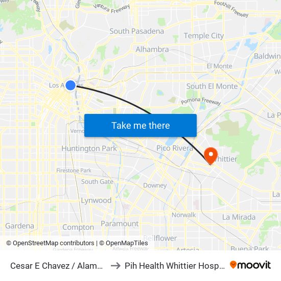 Cesar E Chavez / Alameda to Pih Health Whittier Hospital map