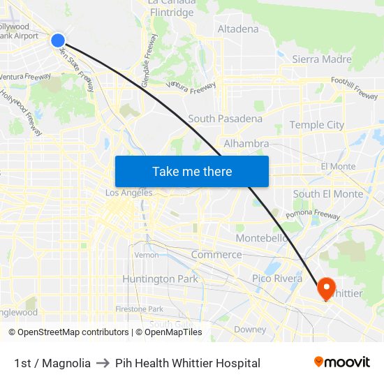 1st / Magnolia to Pih Health Whittier Hospital map