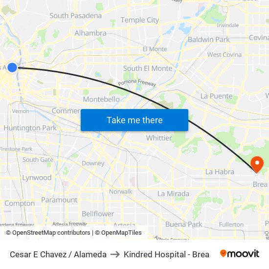 Cesar E Chavez / Alameda to Kindred Hospital - Brea map