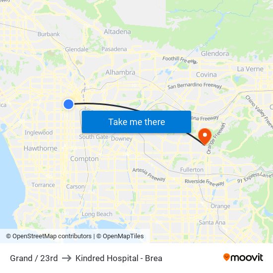 Grand / 23rd to Kindred Hospital - Brea map