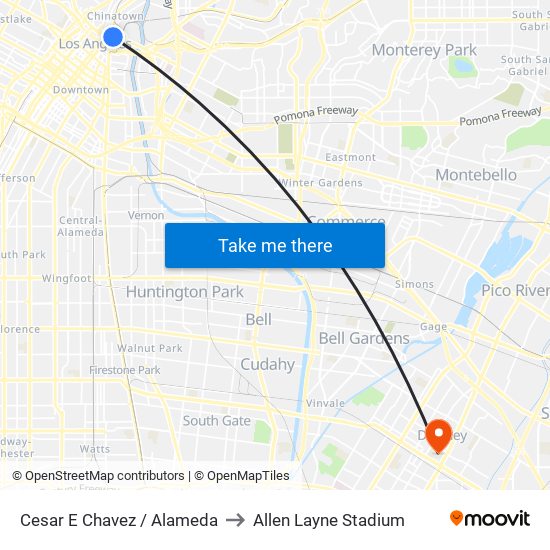 Cesar E Chavez / Alameda to Allen Layne Stadium map