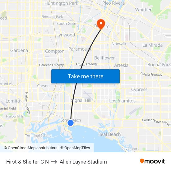 First & Shelter C N to Allen Layne Stadium map