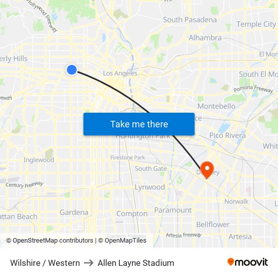 Wilshire / Western to Allen Layne Stadium map