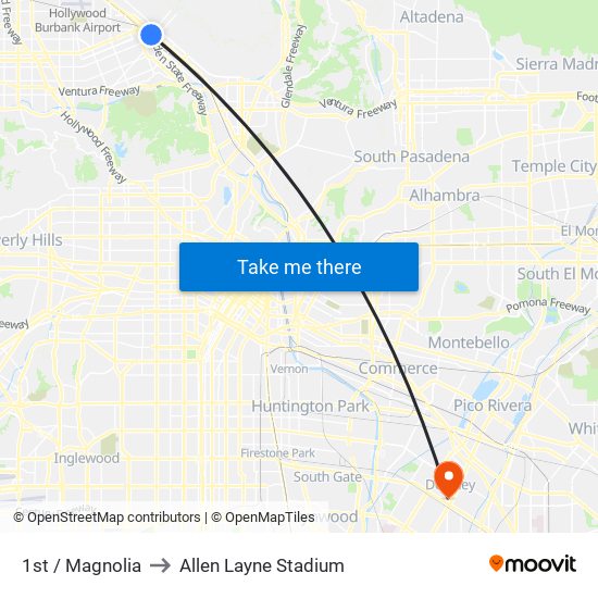 1st / Magnolia to Allen Layne Stadium map