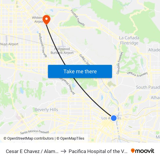 Cesar E Chavez / Alameda to Pacifica Hospital of the Valley map