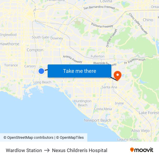 Wardlow Station to Nexus Children's Hospital map