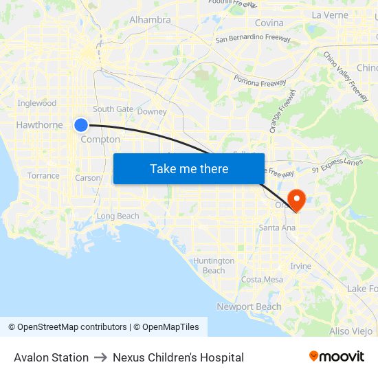 Avalon Station to Nexus Children's Hospital map