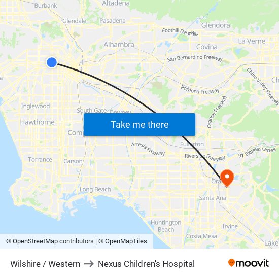 Wilshire / Western to Nexus Children's Hospital map