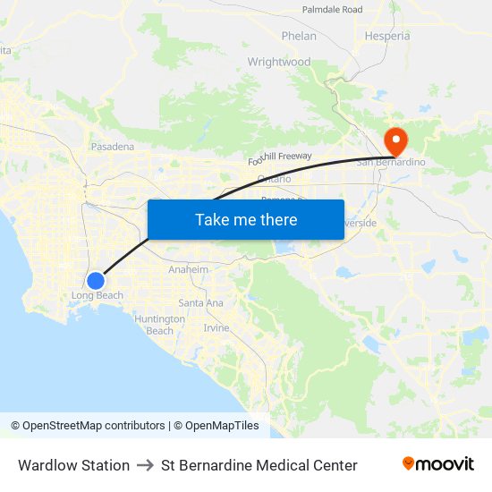 Wardlow Station to St Bernardine Medical Center map