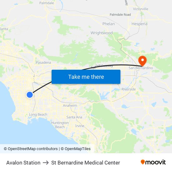 Avalon Station to St Bernardine Medical Center map