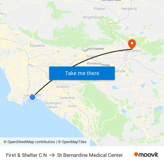 First & Shelter C N to St Bernardine Medical Center map