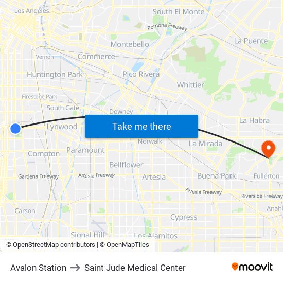 Avalon Station to Saint Jude Medical Center map