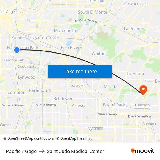 Pacific / Gage to Saint Jude Medical Center map