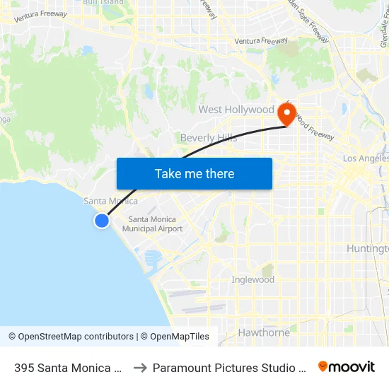 395 Santa Monica Pier to Paramount Pictures Studio Tour map